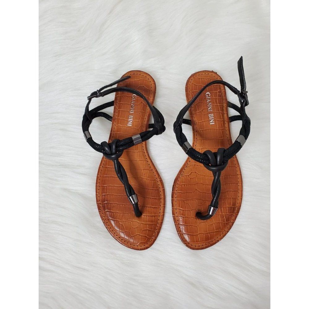 GIANNI BINI black flat sandals size 7 M